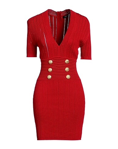 BALMAIN Sheath dress Red 83% Viscose, 17% Polyamide