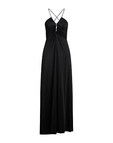 GANNI Long dress Black 94% Polyester, 6% Elastane