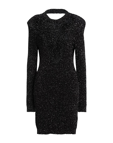 ELEONORA GOTTARDI Midi dress Black 67% Polyamide, 33% Metallic fiber