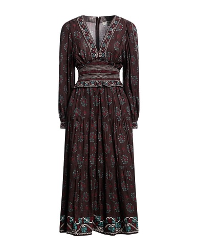 SEA Vestito midi Cioccolato 54% Viscosa, 46% Cotone, Poliestere