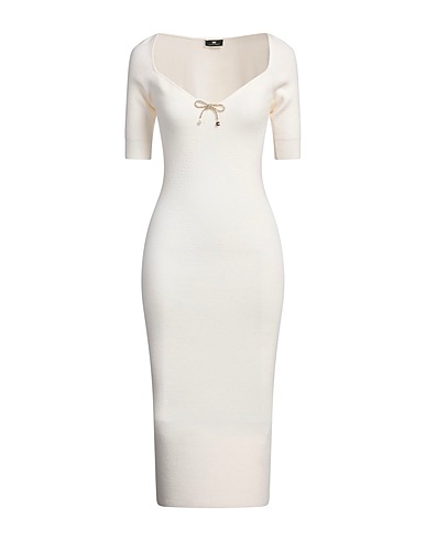 ELISABETTA FRANCHI Midi dress Off white 81% Wool, 12% Polyester, 7% Polyamide