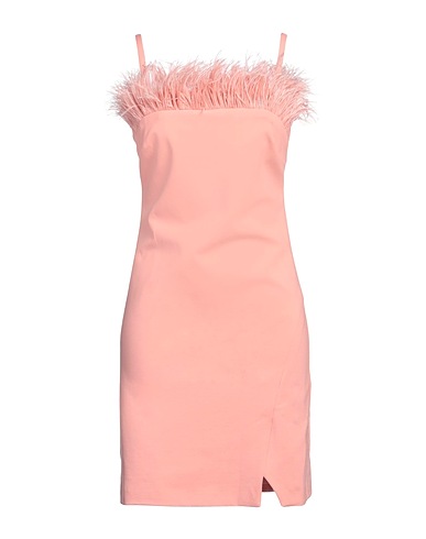 TWINSET Sheath dress Pink 68% Viscose, 27% Polyamide, 5% Elastane, Ostrich feathers