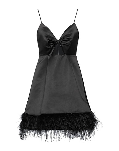 ALICE + OLIVIA Robe courte Noir 100% Polyester, Plumes de dindon sauvage