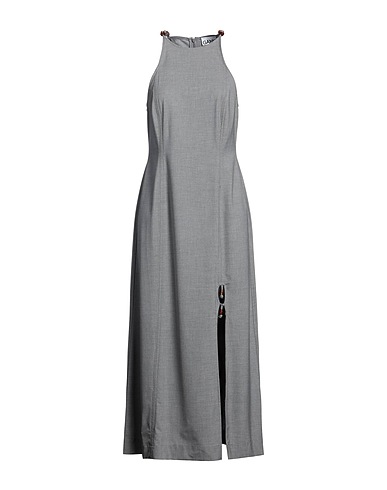 GANNI Long dress Grey 48% Viscose, 47% Polyester, 5% Elastane
