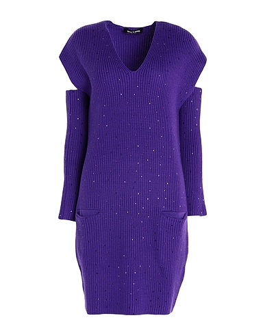 WHO*S WHO Short dress Dark purple 50% Wool, 50% Acrylic