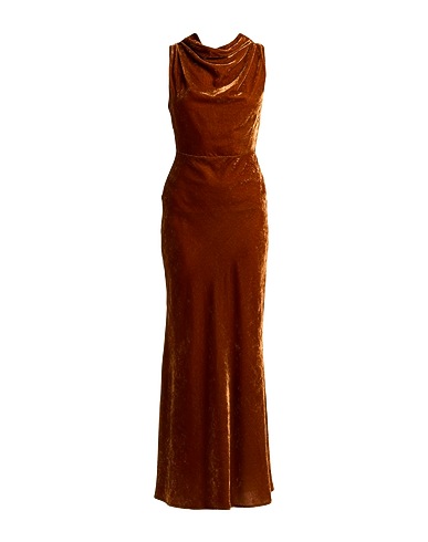 SEMICOUTURE Long dress Brown 82% Viscose, 18% Polyamide
