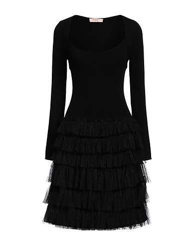 TWINSET Vestito corto Nero 60% Viscosa, 23% Poliestere, 15% Poliammide, 2% Elastan