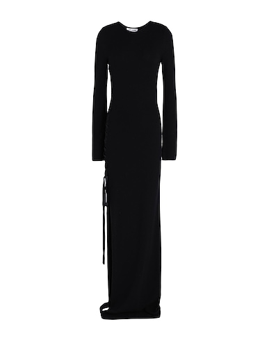 SAINT LAURENT Long dress Black 100% Wool, Silk