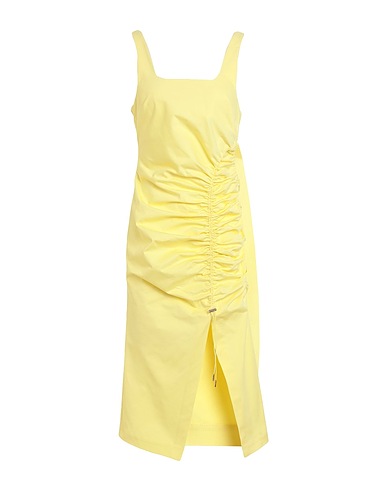 KARL LAGERFELD Midi dress GATHERED STRETCH DRESS
 Pastel yellow 97% Cotton, 3% Elastane