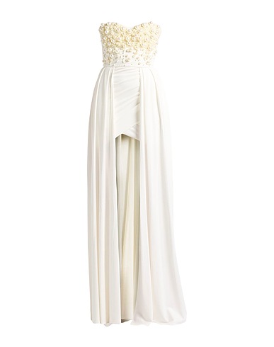 ELISABETTA FRANCHI Vestito lungo RED CARPET Panna 96% Viscosa, 4% Elastan, Plastica, Poliammide