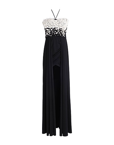 ELISABETTA FRANCHI Long dress RED CARPET Black 96% Viscose, 4% Elastane, Plastic, Polyamide