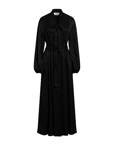 MSGM Long dress Black 64% Acetate, 36% Viscose