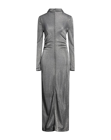 MSGM Long dress Grey 68% Polyamide, 32% Metallic fiber