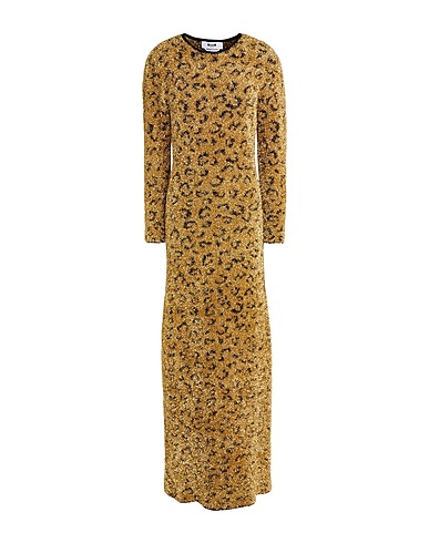 MSGM Long dress Gold 48% Polyamide, 42% Metallic Polyester, 10% Elastane