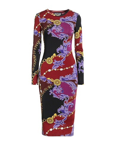 VERSACE JEANS COUTURE Midi dress Burgundy 90% Viscose, 10% Elastane