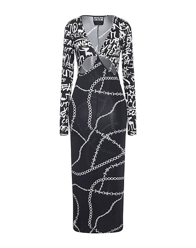VERSACE JEANS COUTURE Midi dress Black 90% Viscose, 10% Elastane