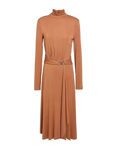 ELISABETTA FRANCHI Long dress Camel 95% Viscose, 5% Elastane