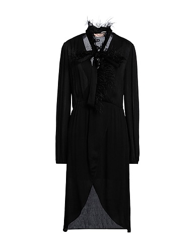 TWINSET Short dress Black 100% Viscose, Ostrich feathers