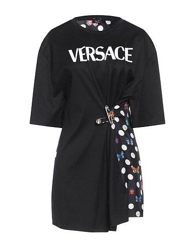 VERSACE Short dress Black 100% Cotton, Silk