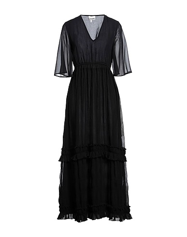 GANNI Long dress Black 100% Recycled polyester