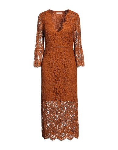 TWINSET DRESSES Brown 47% Viscose, 28% Polyamide, 25% Cotton