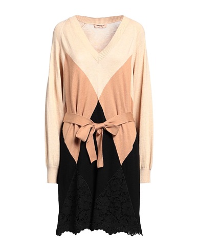 TWINSET Short dress Beige 35% Polyamide, 35% Viscose, 27% Wool, 3% Cashmere, Cotton