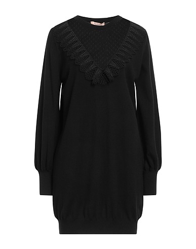 TWINSET Short dress Black 35% Viscose, 33% Polyamide, 22% Elastane, 10% Wool, Polyester