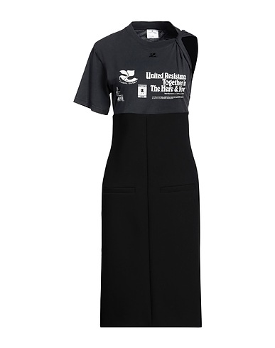COURRÈGES Midi dress Lead 52% Viscose, 26% Polyamide, 18% Virgin Wool, 4% Elastane, Cotton