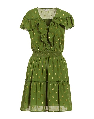 LIU •JO Short dress Green 95% Cotton, 5% Metallic Polyester