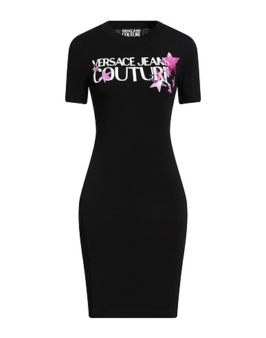 VERSACE JEANS COUTURE Short dress Black 95% Cotton, 5% Elastane