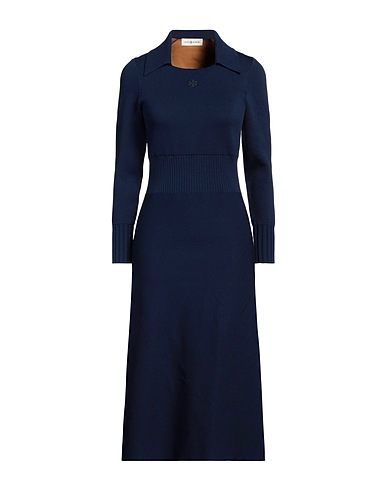TORY BURCH Midi dress Navy blue 92% Polyester, 8% Nylon, Elastane