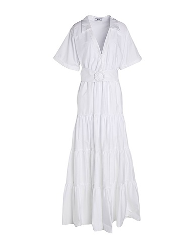 JIJIL Long dress White 66% Cotton, 31% Polyamide, 3% Elastane