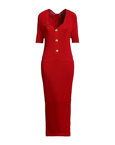 BALMAIN Midi dress Red 83% Viscose, 17% Polyamide