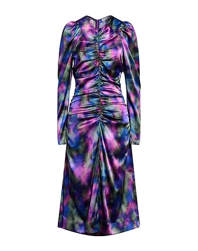 GANNI Midi dress Purple 92% Organic silk, 8% Elastane