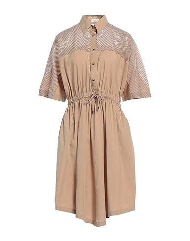 BRUNELLO CUCINELLI Midi dress Sand 100% Cotton, Polyester, Silk