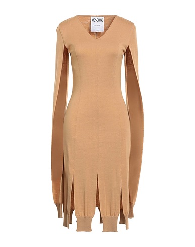 MOSCHINO Midi dress Camel 100% Virgin Wool, Polyamide, Elastane