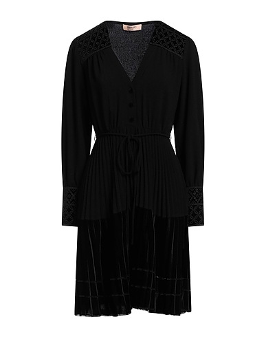 TWINSET Pleated dress Black 98% Polyester, 2% Elastane