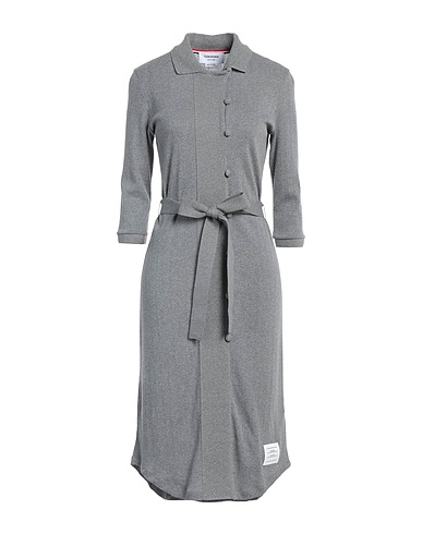 THOM BROWNE Midi dress Grey 90% Cotton, 10% Polyamide