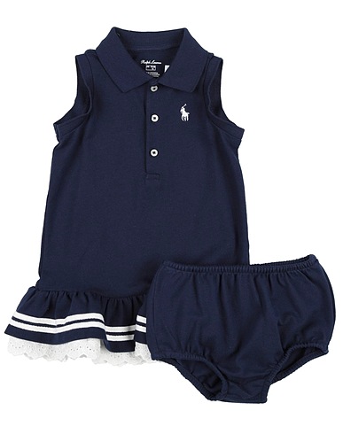 POLO RALPH LAUREN Vestido para bebé  Navy blue 98% Cotton, 2% Elastane
