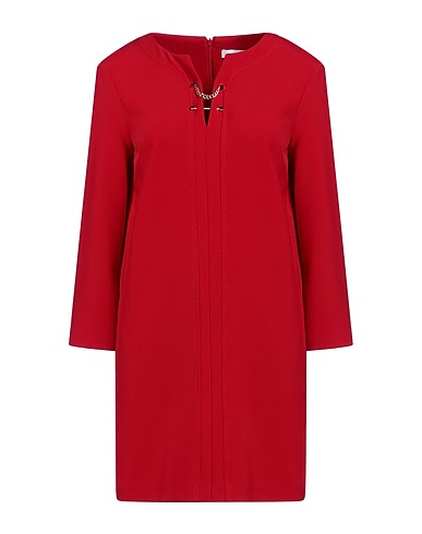 SIMONA CORSELLINI Sheath dress Red 63% Polyester, 27% Viscose, 7% Cotton, 3% Elastane