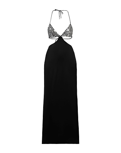 DAVID KOMA Long dress Black 78% Triacetate, 22% Polyester, Glass, Acrylic