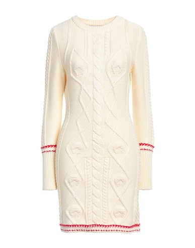 MARINE SERRE Sheath dress WHITE LINE Ivory 100% Wool
