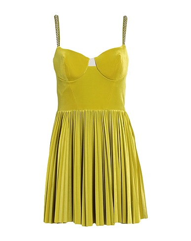ELISABETTA FRANCHI Pleated dress Light green 90% Polyester, 10% Elastane, Polyamide