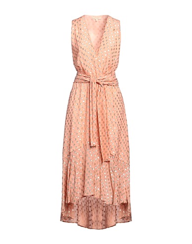 IS COMING Langes Kleid Lachs 80% Viskose, 20% Metallisiertes Polyester