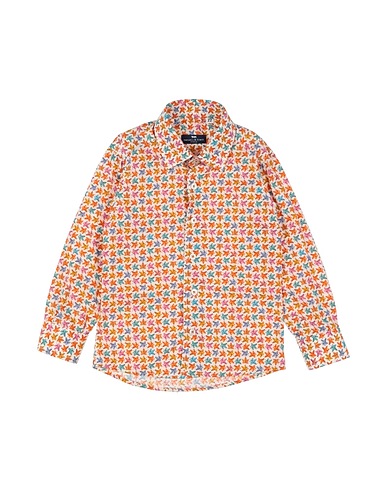 MANUELL & FRANK Patterned shirt White 97% Cotton, 3% Elastane