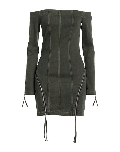 BLUMARINE Denim dress Military green 98% Cotton, 2% Elastane
