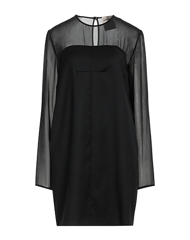 SEMICOUTURE Short dress Black 55% Virgin Wool, 28% Polyester, 15% Viscose, 2% Elastane