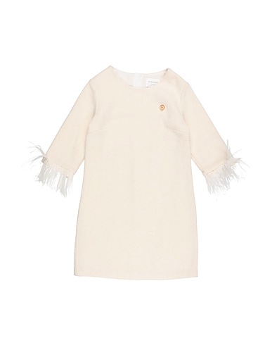 CHARABIA PARIS Dress AVORIO 45% Acrylic, 29% Polyester, 25% Wool, 1% Metallic fiber, Feathers