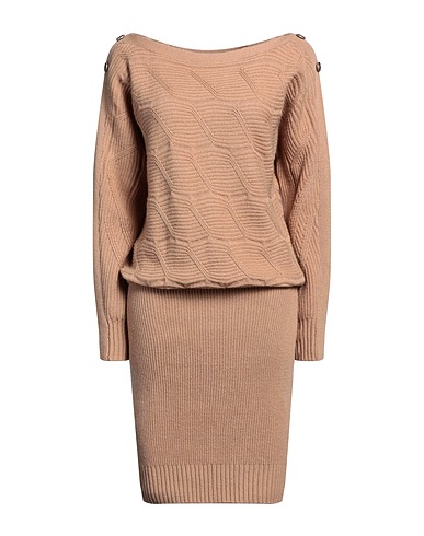 GUESS Midi dress Sand 60% Polyamide, 30% Wool, 10% Acrylic