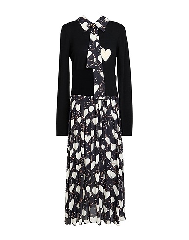 ELISABETTA FRANCHI Vestito midi Nero 100% Lana, Viscosa